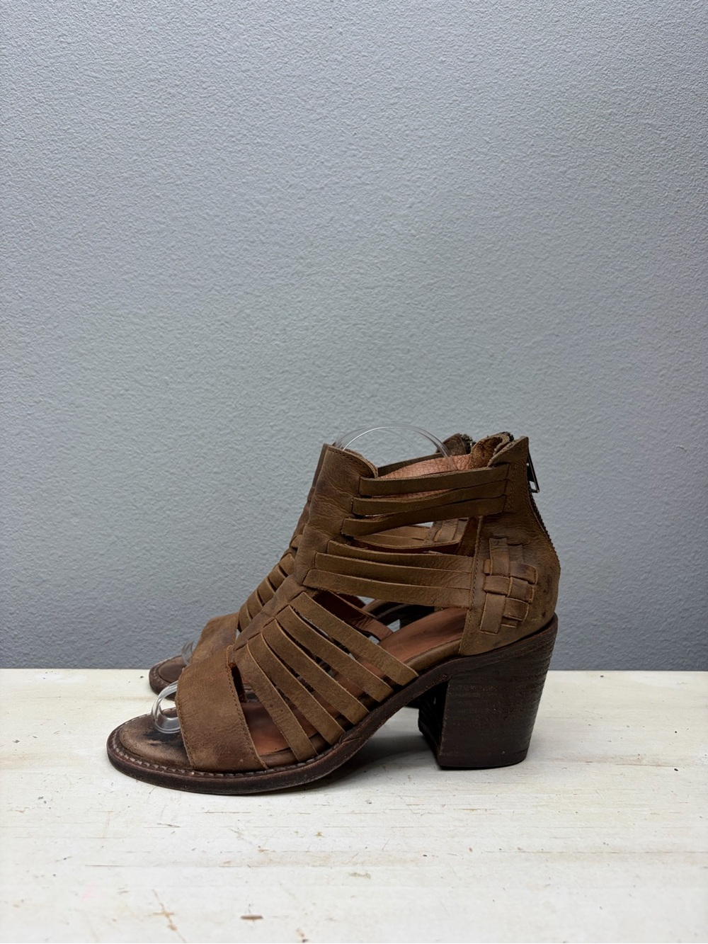 Chocolate Blu Brown Leather Gladiator Sandals  Size 38